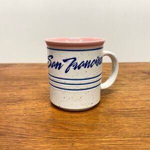 Vintage 1990 San Francisco Souvenir 8 oz Coffee Mug Striped and Speckled Glaze‎